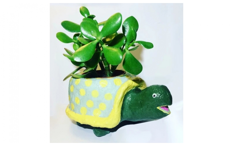 Sculpt a Friendly Turtle Planter with FastMâché Instant Paper Mache